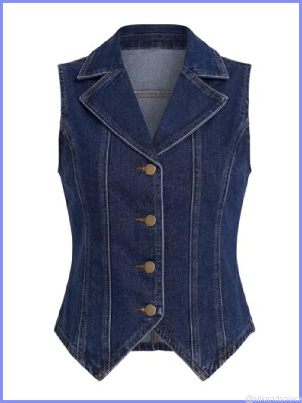 Women's Denim Vest Top Lapel Collar Sleeveless Jean Vest Waistcoat